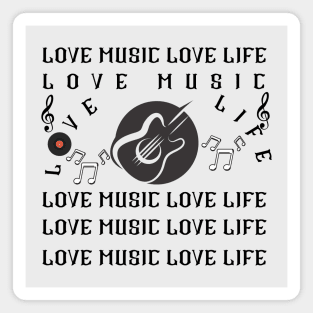 LOVE MUSIC LOVE LIFE - Musical note - Guitar Magnet